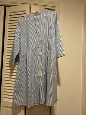 Tuckernuck Blue and White Striped Button-Front Casual Shirt